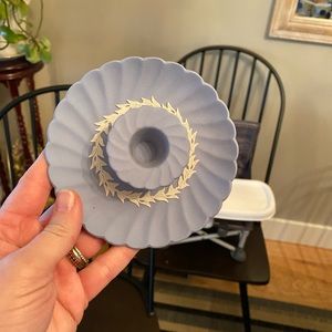 Vintage Wedgwood Jasperware Blue Candle Candlestick Holder Beautiful (1)